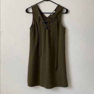 Army green tie up dress